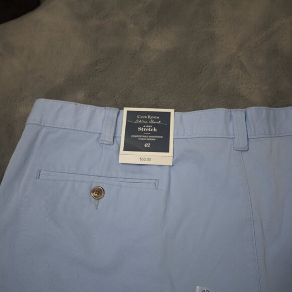 Club Room 9" inch Chino Shorts, Men's Size 42, Color-Light Blue - Picture 2 of 3